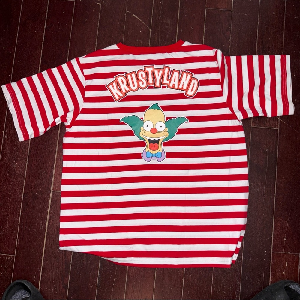 Krustyland Red and White Striped Cast Crew Shirt Rare